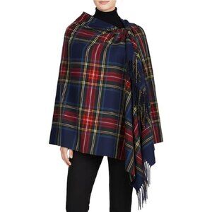 Blue Oversized Tartan Scarf for Women – Cashmere-Feel Winter Shawl 80" x 30"